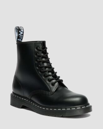 1460 Cizme cu șireturi din Smooth Leather cu cusături albe