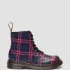 1460 Pascal JUNIOR CIZME CU ȘNURURI PENTRU COPII, ROZ CU TARTAN