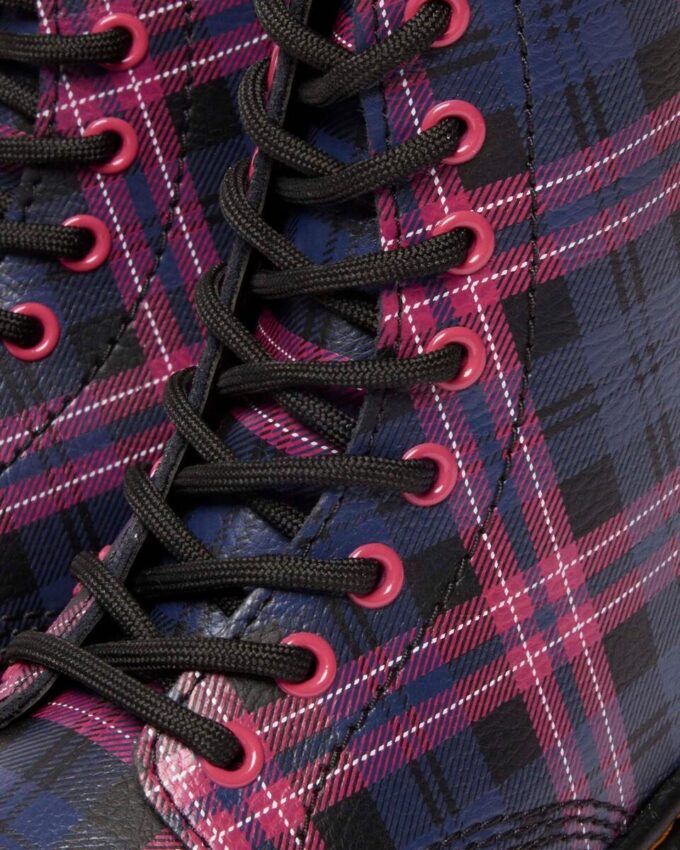 1460 Pascal JUNIOR CIZME CU ȘNURURI PENTRU COPII, ROZ CU TARTAN