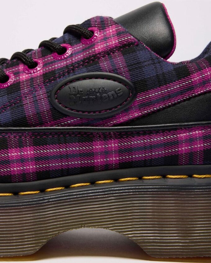 BUZZ 5-EYE Pantofi cu șireturi din tartan și piele