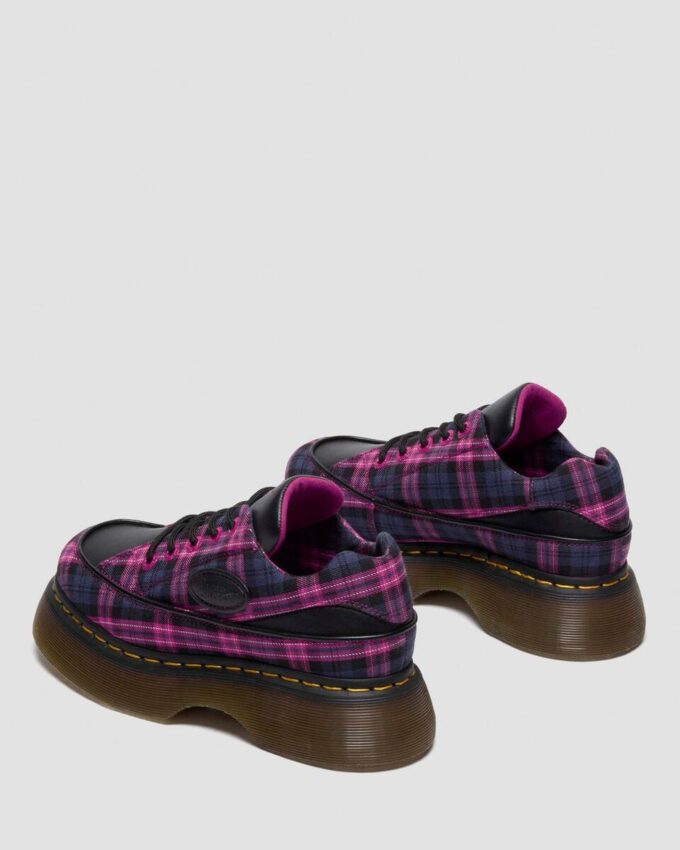 BUZZ 5-EYE Pantofi cu șireturi din tartan și piele