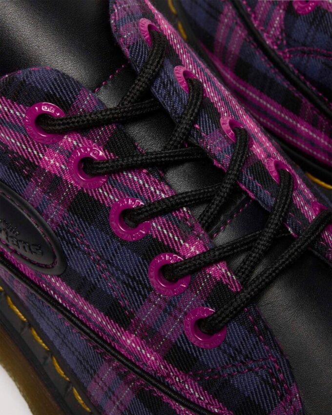 BUZZ 5-EYE Pantofi cu șireturi din tartan și piele