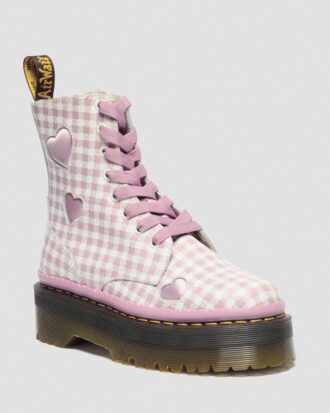 Cizme cu platformă din piele JADON HEART Gingham