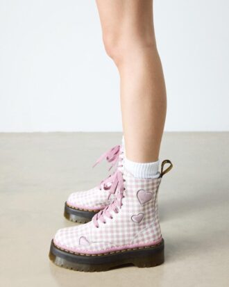 Cizme cu platformă din piele JADON HEART Gingham