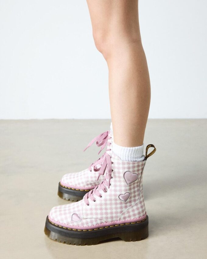 Cizme cu platformă din piele JADON HEART Gingham Cizme cu platformă din piele JADON HEART Gingham