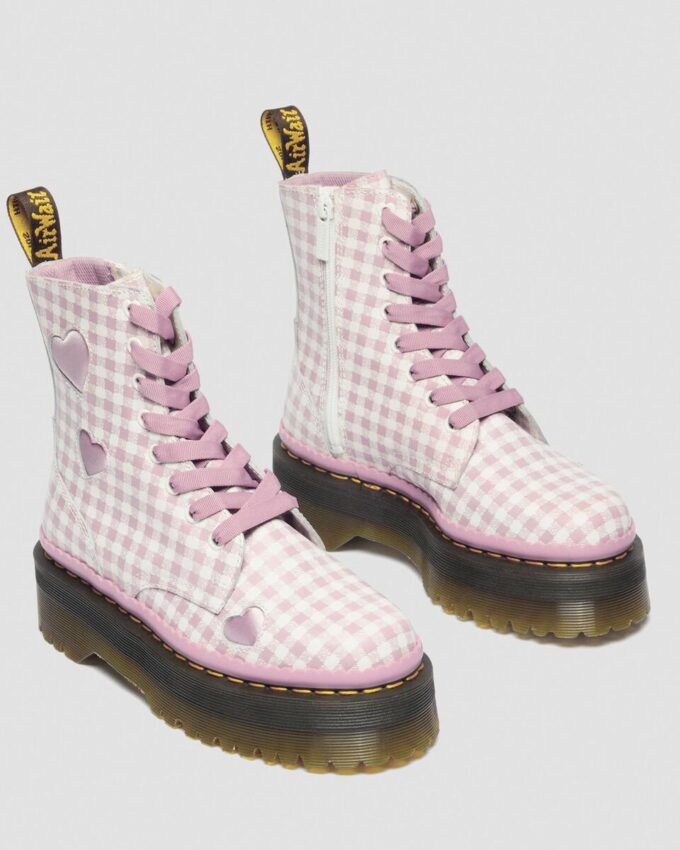 Cizme cu platformă din piele JADON HEART Gingham Cizme cu platformă din piele JADON HEART Gingham
