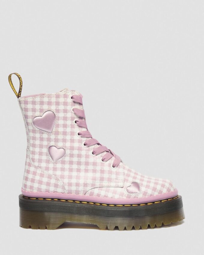 Cizme cu platformă din piele JADON HEART Gingham Cizme cu platformă din piele JADON HEART Gingham