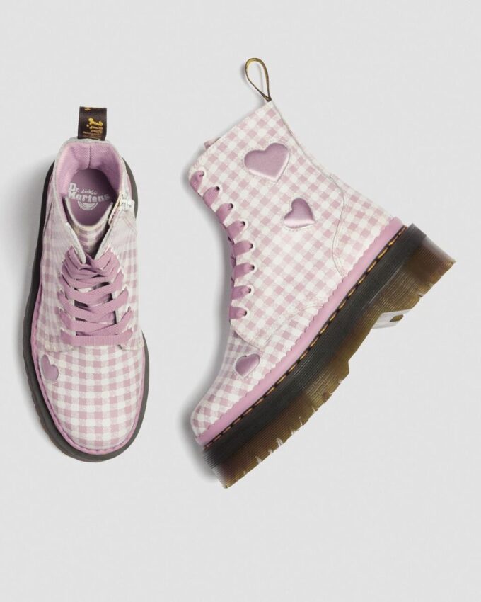 Cizme cu platformă din piele JADON HEART Gingham Cizme cu platformă din piele JADON HEART Gingham