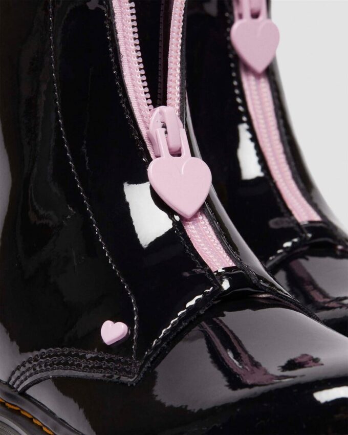 Cizme din Patent Leather Nappa Leather cu fermoar Junior Heart Cizme din Patent Leather Nappa Leather cu fermoar Junior Heart