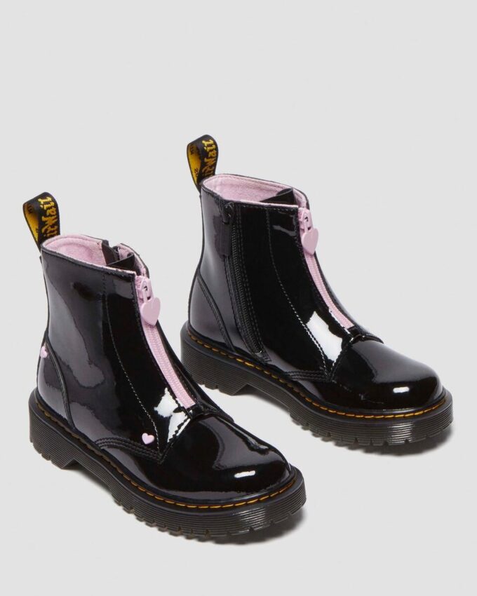 Cizme din Patent Leather Nappa Leather cu fermoar Junior Heart Cizme din Patent Leather Nappa Leather cu fermoar Junior Heart