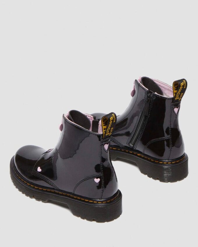 Cizme din Patent Leather Nappa Leather cu fermoar Junior Heart Cizme din Patent Leather Nappa Leather cu fermoar Junior Heart