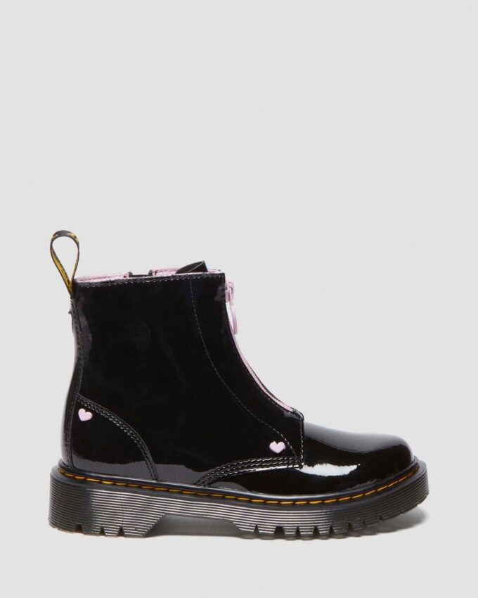 Cizme din Patent Leather Nappa Leather cu fermoar Junior Heart Cizme din Patent Leather Nappa Leather cu fermoar Junior Heart