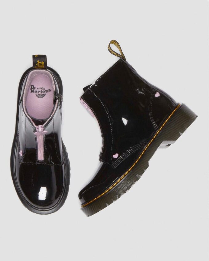 Cizme din Patent Leather Nappa Leather cu fermoar Junior Heart Cizme din Patent Leather Nappa Leather cu fermoar Junior Heart