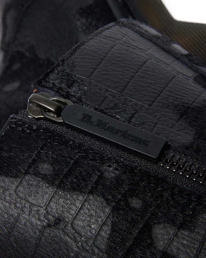 Cizme din piele croc embosată REJENA Hair On