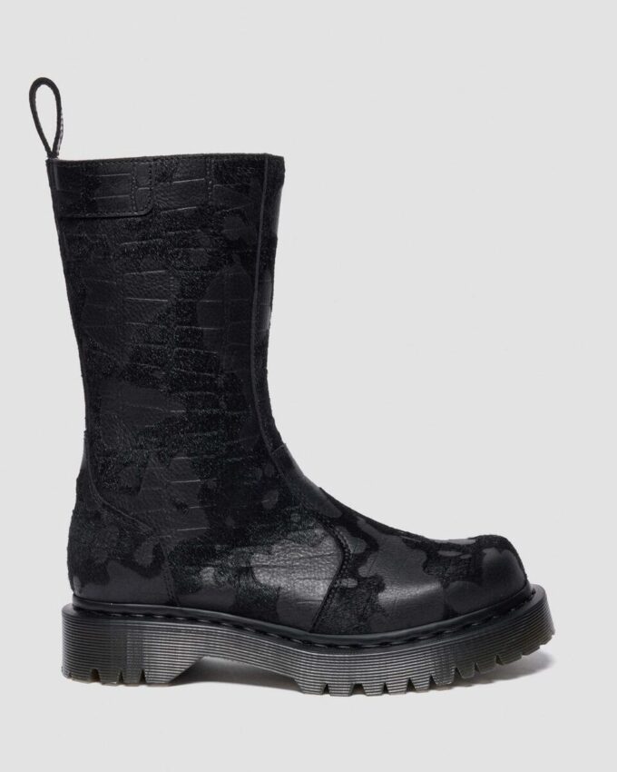Cizme din piele croc embosată REJENA Hair On