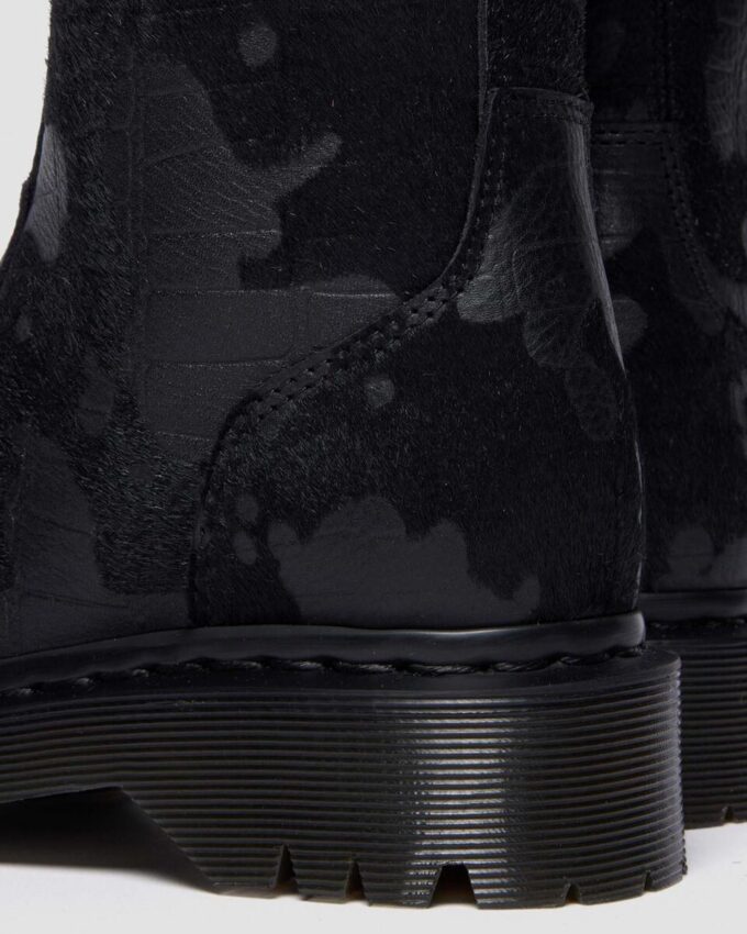 Cizme din piele croc embosată REJENA Hair On