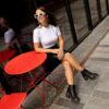 Cizme din piele cu șireturi și toc evazat Jesy Sendal Cizme din piele cu șireturi și toc evazat Jesy Sendal