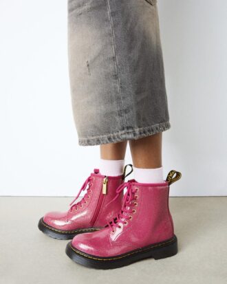 CIZME JUNIOR 1460 DIN PATENT LEATHER CU GLITTER