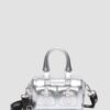 Geantă mini cu mâner superior Geantă din Patent Leather argintie Geantă mini cu mâner superior Geantă din Patent Leather argintie