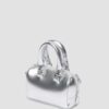 Geantă mini cu mâner superior Geantă din Patent Leather argintie Geantă mini cu mâner superior Geantă din Patent Leather argintie
