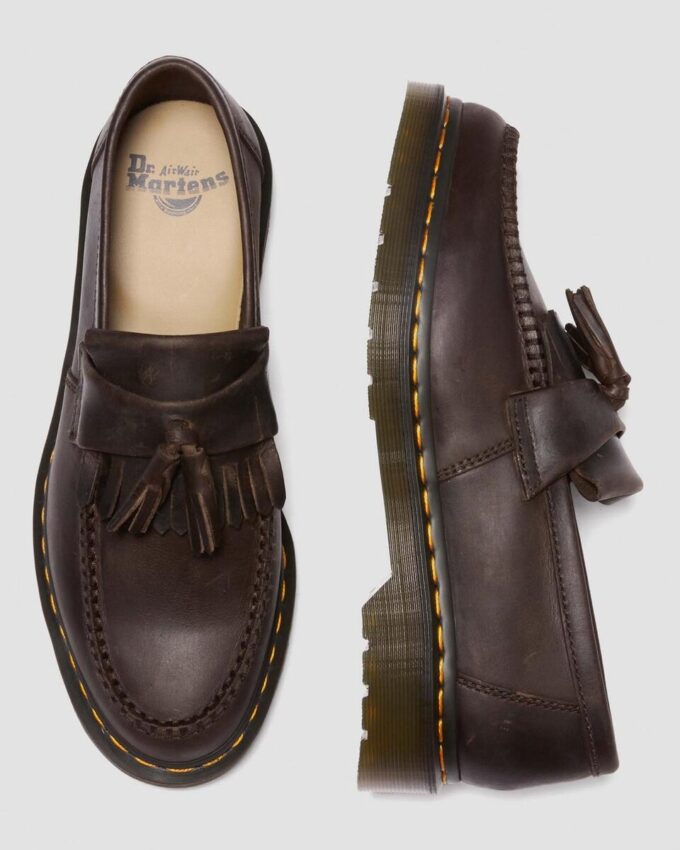 Mocasini Adrian din piele Crazy Horse cu ciucuri