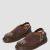 Mule Isham din piele de căprioară și jacquard