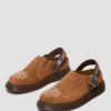 Mule Isham din piele de căprioară și jacquard