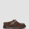 Mule Isham din piele de căprioară și jacquard