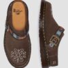 Mule Isham din piele de căprioară și jacquard