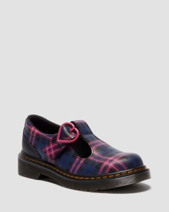 Pantofi JUNIOR POLLEY II Pink Tartan Mary Jane