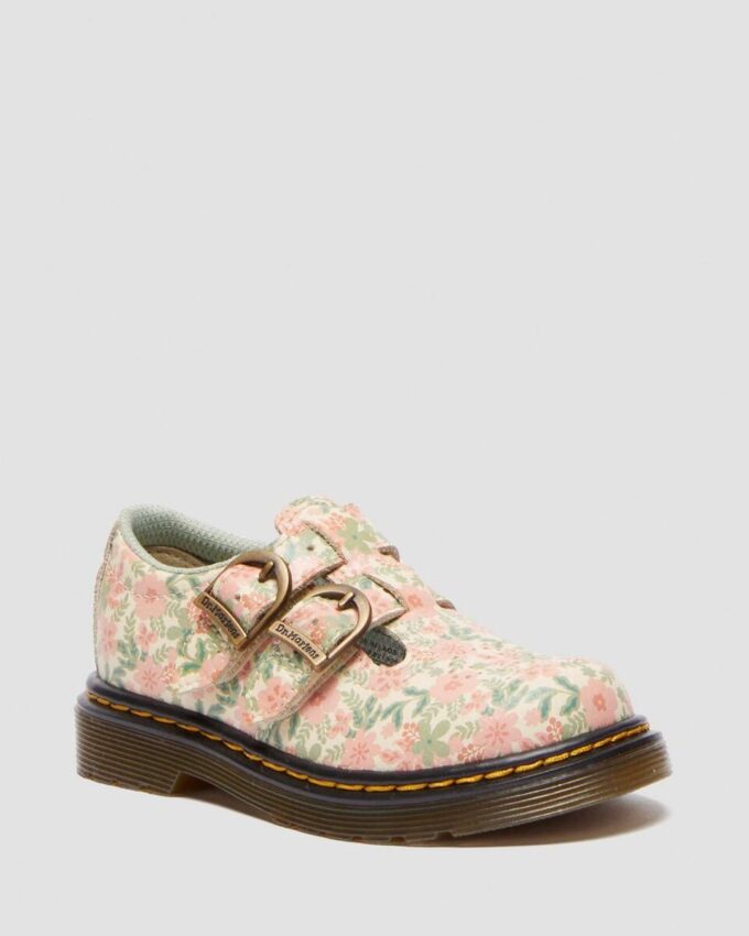 Pantofi Mary Jane din piele cu flori pentru copii mici 8053 Pantofi Mary Jane din piele cu flori pentru copii mici 8053