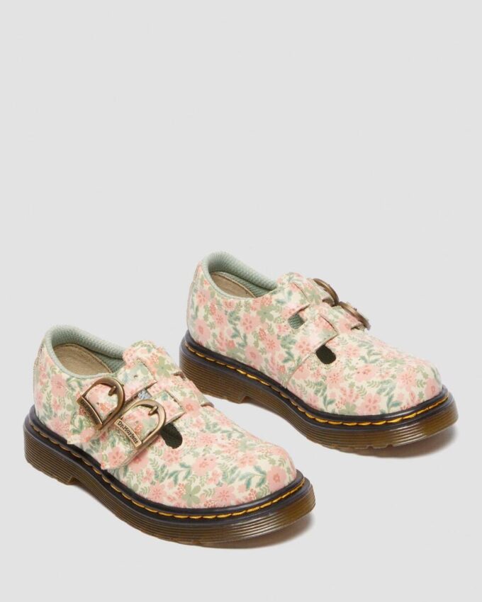 Pantofi Mary Jane din piele cu flori pentru copii mici 8053 Pantofi Mary Jane din piele cu flori pentru copii mici 8053