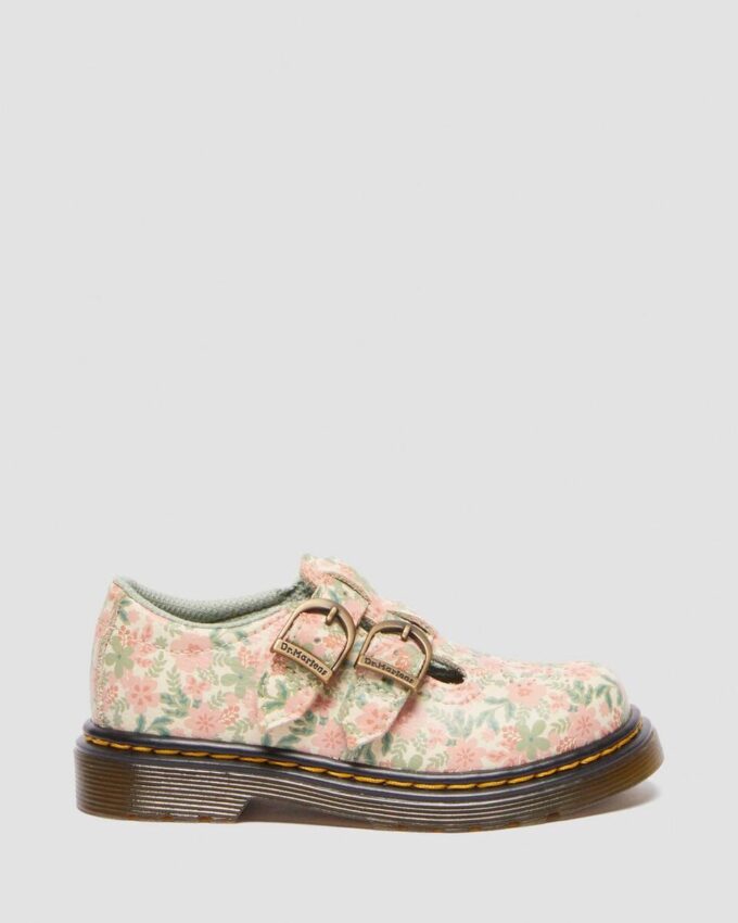 Pantofi Mary Jane din piele cu flori pentru copii mici 8053 Pantofi Mary Jane din piele cu flori pentru copii mici 8053