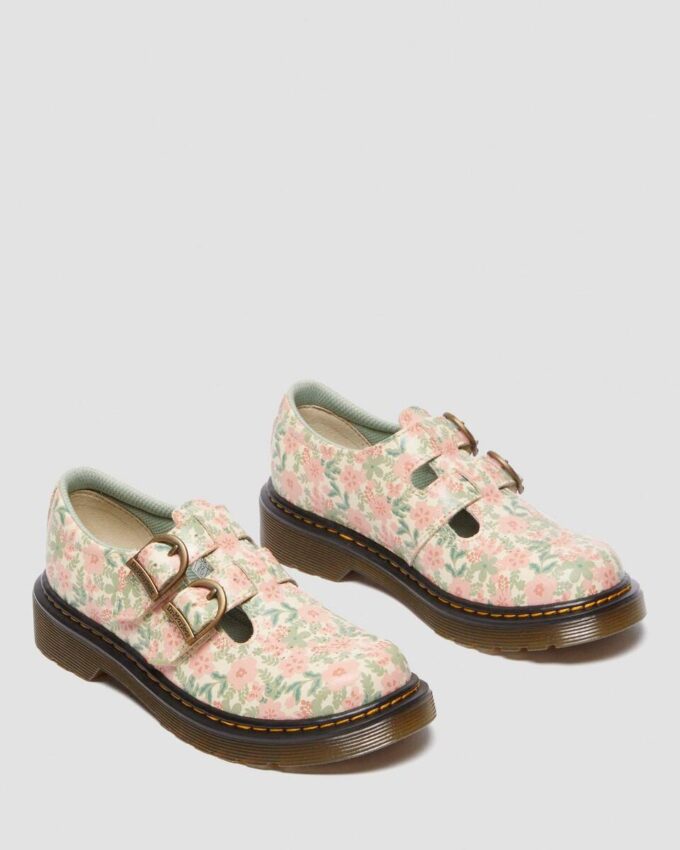 Pantofi Mary Jane din piele cu imprimeu floral Junior 8053 Pantofi Mary Jane din piele cu imprimeu floral Junior 8053