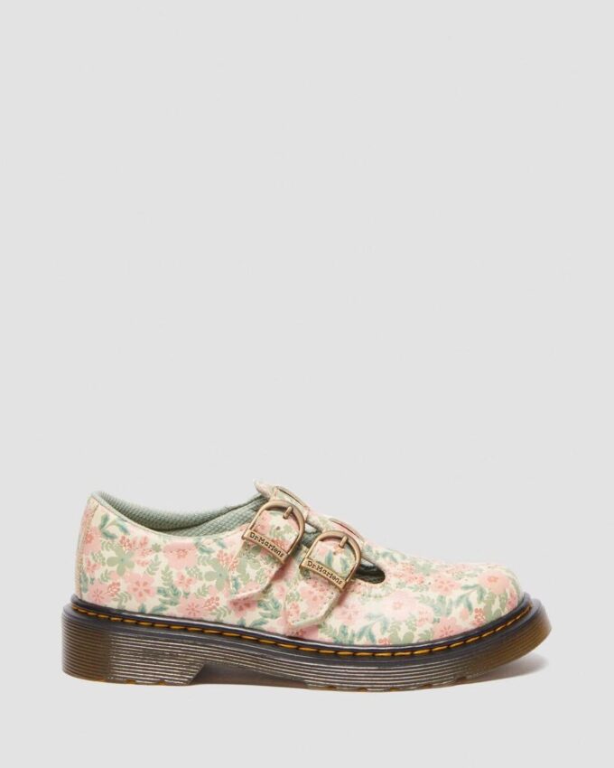 Pantofi Mary Jane din piele cu imprimeu floral Junior 8053 Pantofi Mary Jane din piele cu imprimeu floral Junior 8053